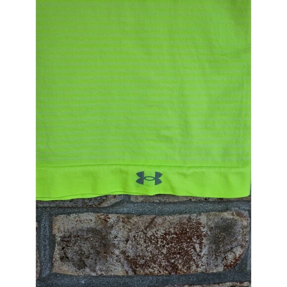 ALK Women's M Under Armour UA Neon Yellow Racerback Athletic Tank Top Shirt EUC - Picture 3 of 6